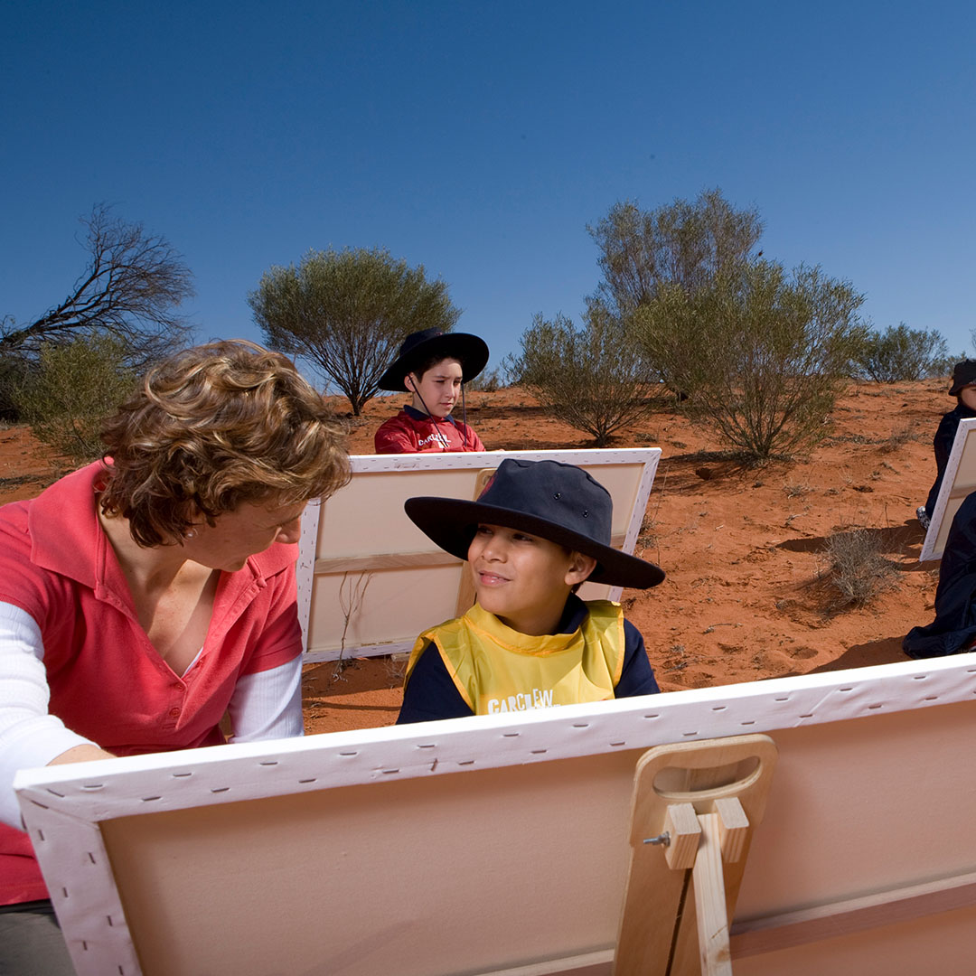 Children in the outback painting