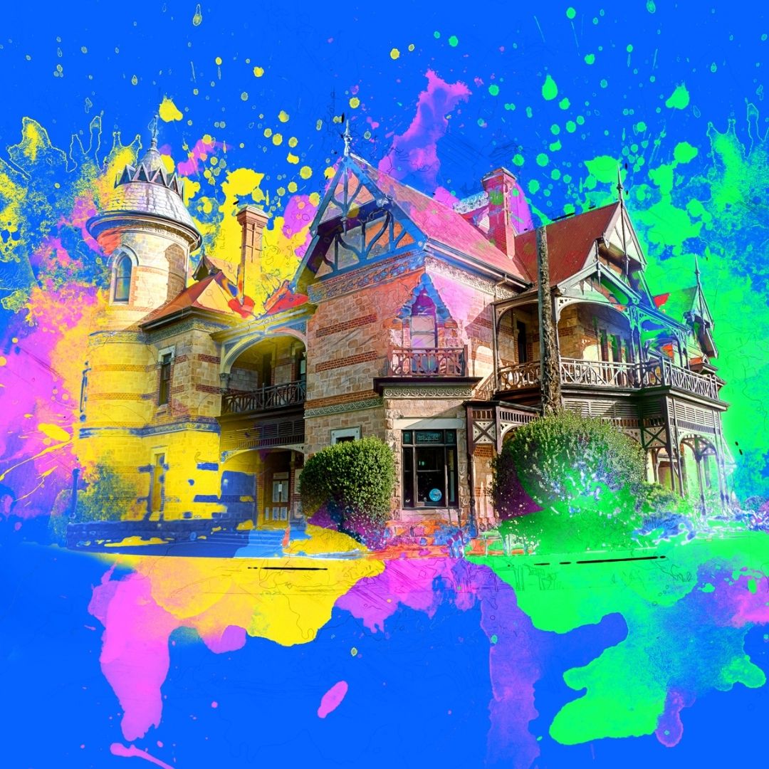 Carclew house splattered and revealed through paint
