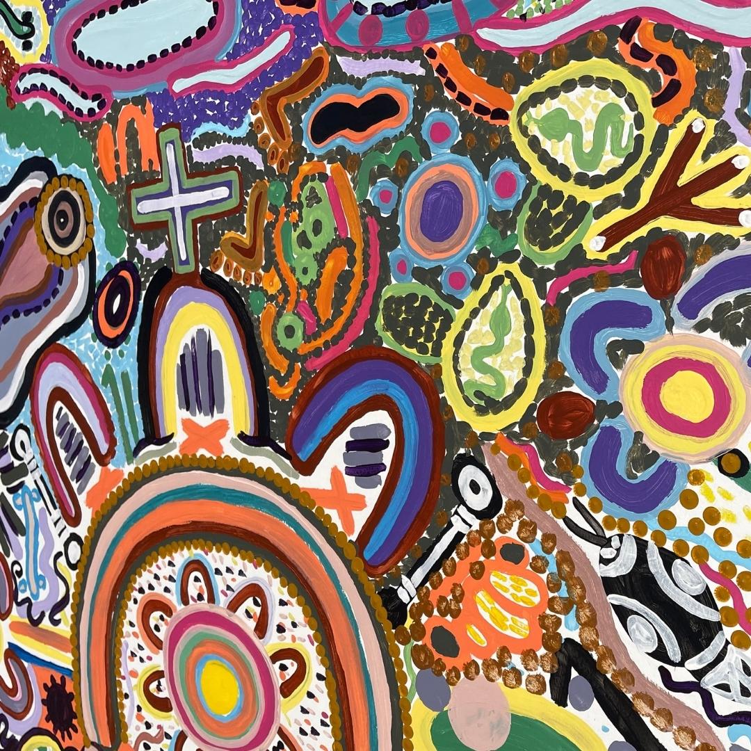 Mural Artwork at St Mary McKillop School Wallaroo as part of Aboriginal Artists in Schools with artists Cedric Varcoe, Shanesia Varcoe & Kylie O’Loughlin